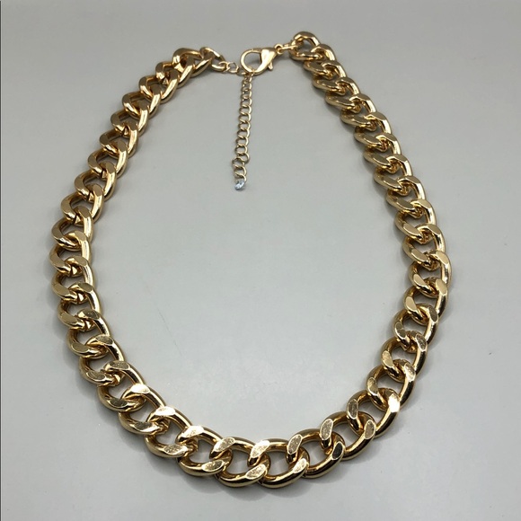 Gold tone chunky chain trendy costume jewelry necklaces bundle 2 layered look. - Picture 3 of 8